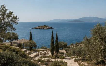 Terraced gardens overlooking the sea at Metochi House
